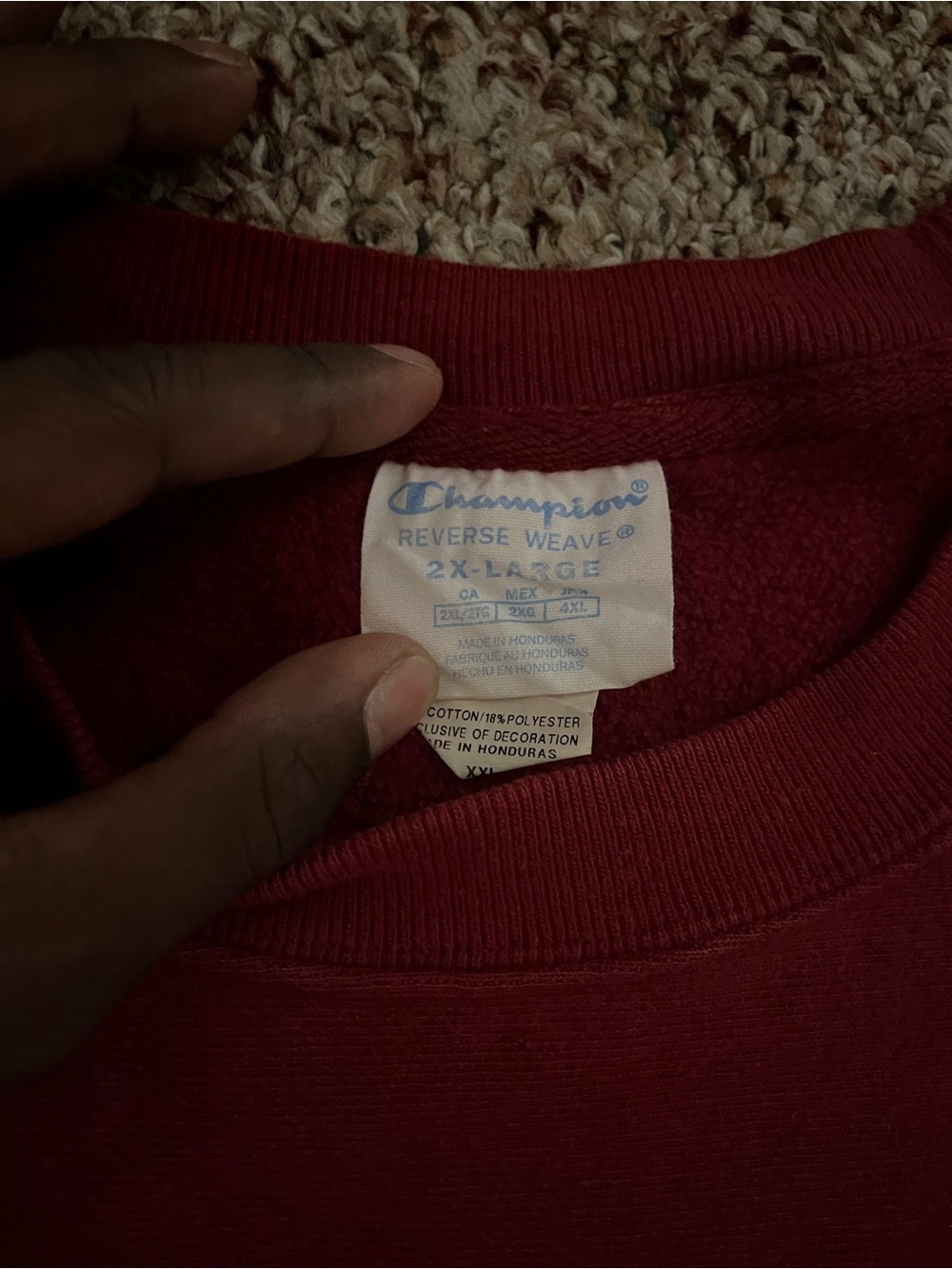 Champion Men's Crewneck Sweatshirt in Burgundy - Picture 3 of 5